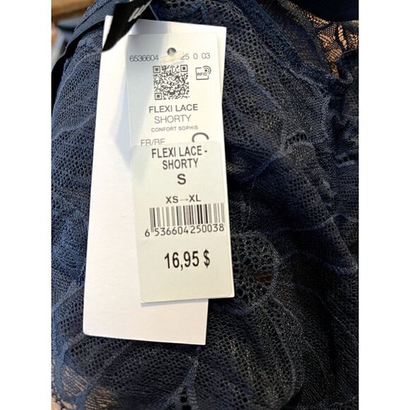 Etam Women's Flexi Lace Shorty Boyshort Panties, Navy Blue, Small - Picture 3 of 7